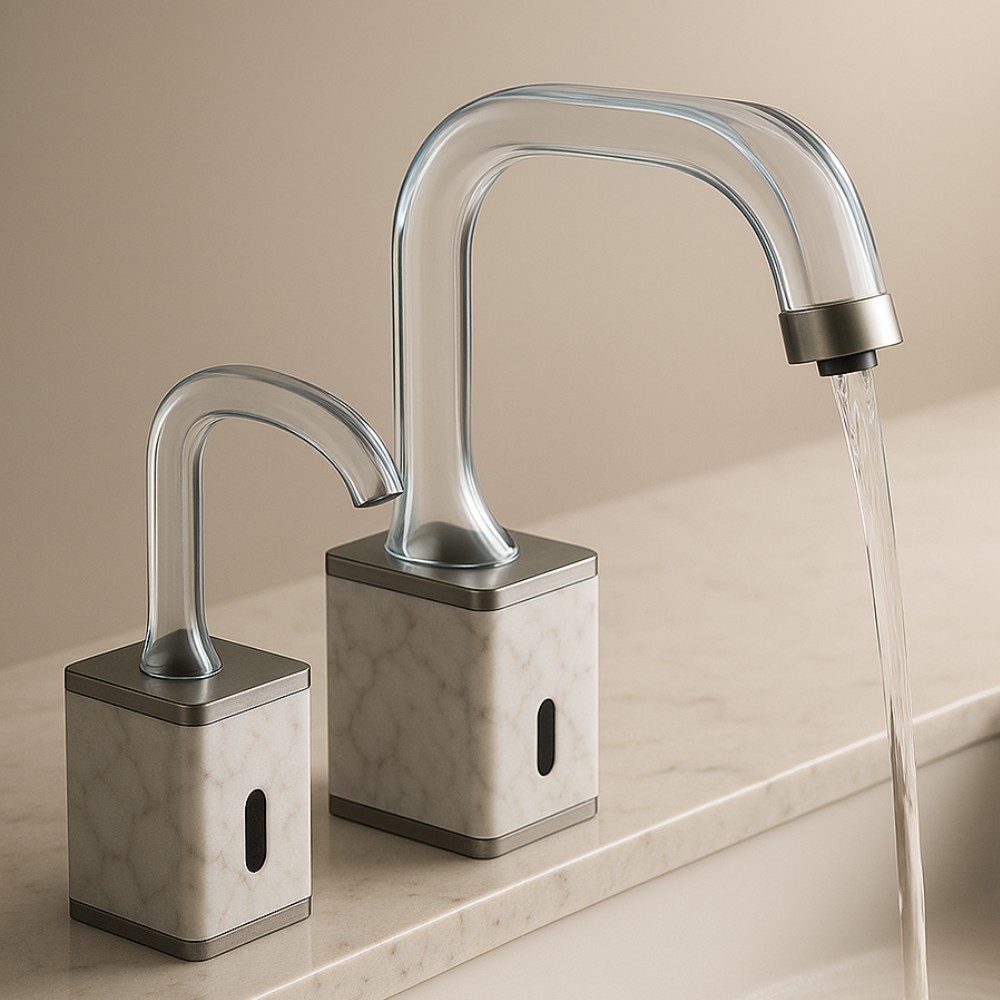 Fontana LiteConnect Glacier Mist touchless urinal flush valve front view